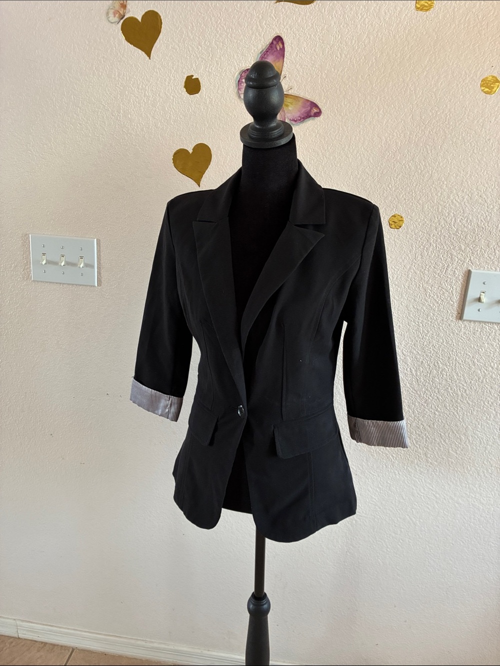 IZ BYER Black Blazer – Elegant Structured Fit – Size S